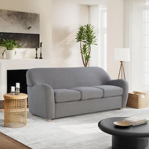 Gleason 76 in. Round Arm Polyester Rectangle Sofa in Grey