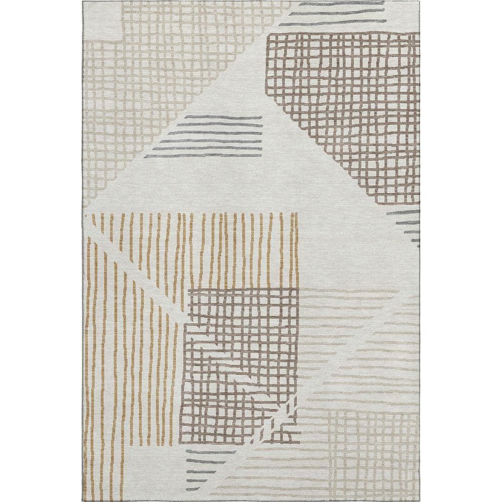 Mayfield Premium Machine Washable Abstract AMF2270 Ivory 5 ft. x 7 ft. 6 in. Area Rug price history on PriceWatchPro