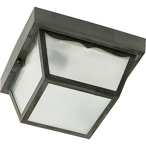 SATCO Nuvo Black 1-Light Outdoor Flush Mount Light