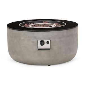 Delphine Light Gray and Black Circular Stone Fire Pit (No Tank Holder)