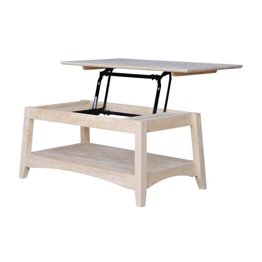 Solid Parawood Bombay Tall Lift-Top Coffee Table in Natural Finish
