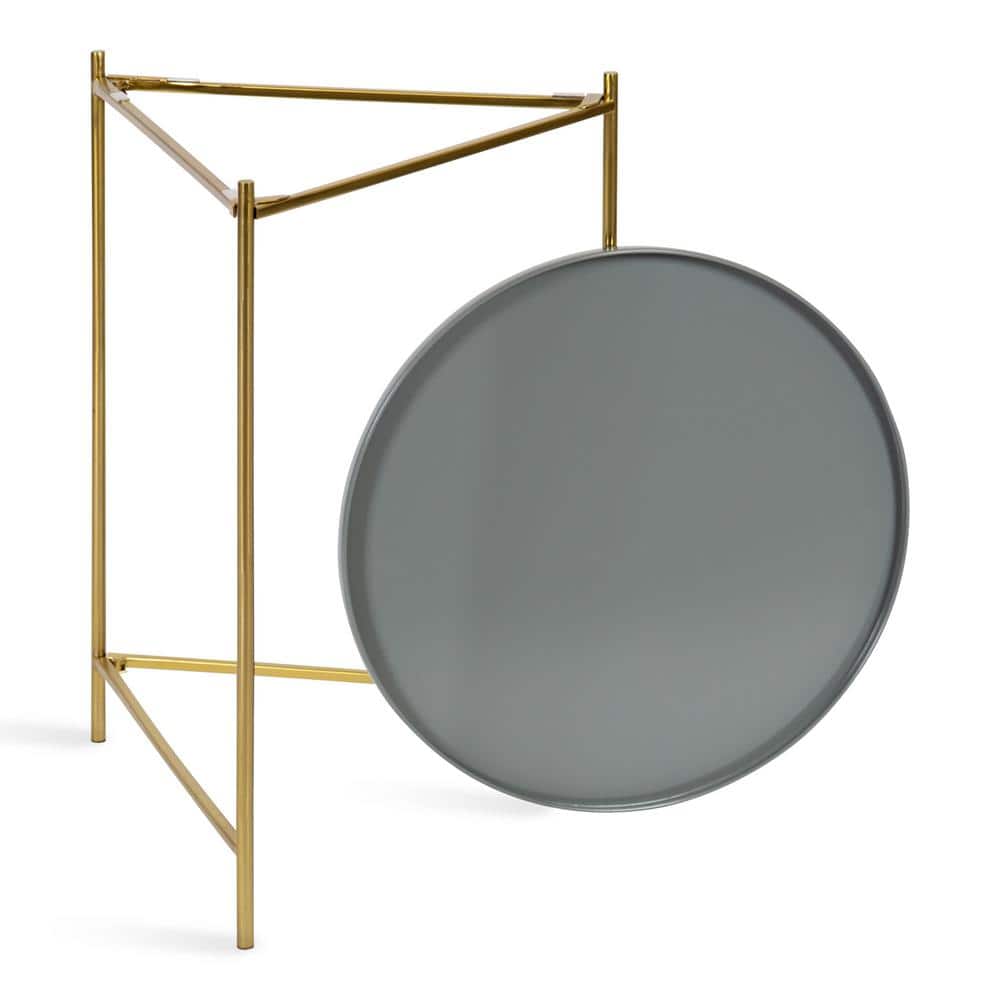 Ulani Gray and Gold Iron Nesting Side Table Set of 2