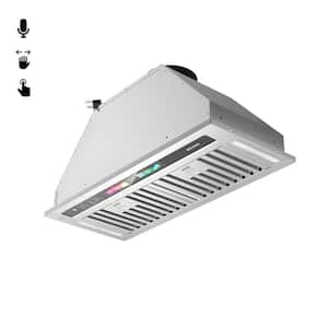 30 in. W Built-in/Insert 900 CFM Range Hood with Voice/Gesture/Touch Control 4 Speed Exhaust Fan in Silver