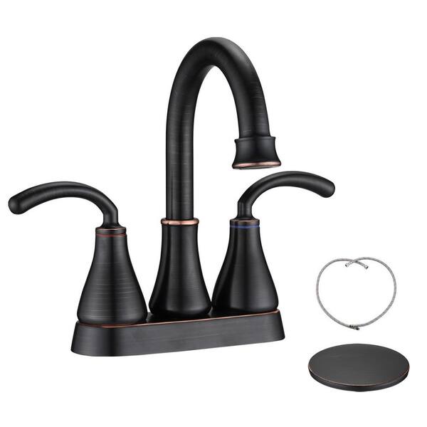 BTCSTAR SHURP 4 in. Centerset Double Handle Bathroom Faucet Combo Kit