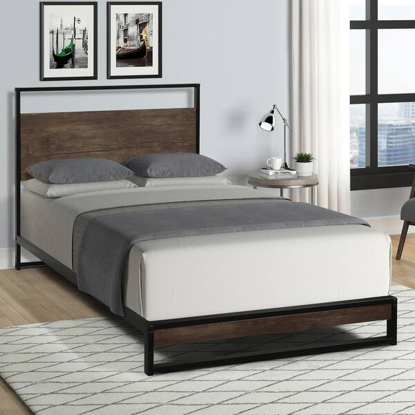 Wood Platform Bed Frame, Twin Bed Without Box Spring