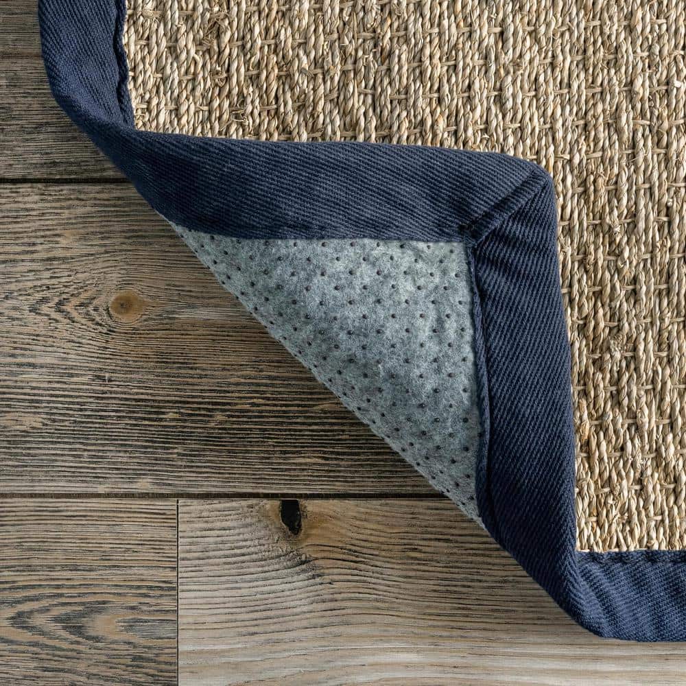 Navy Stripe Easy Care Seagrass 4' x 6' Area Rug