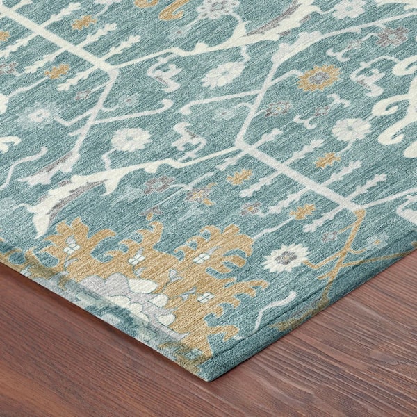 Chantille Machine Washable Indoor/Outdoor Abstract ACN2859 Teal 5 ft. x 7 ft. 6 in. Area Rug