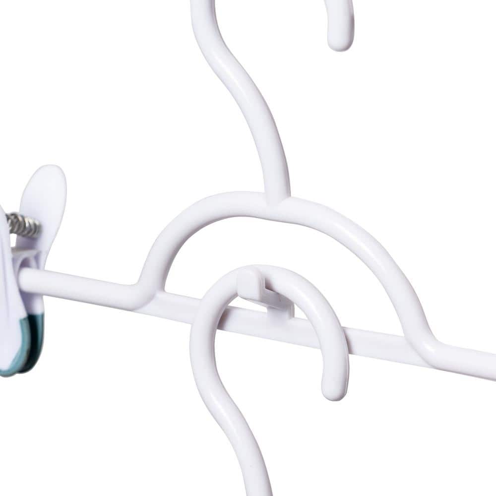 White Soft-Touch Plastic Pant and Skirt Hangers, 12 Pack
