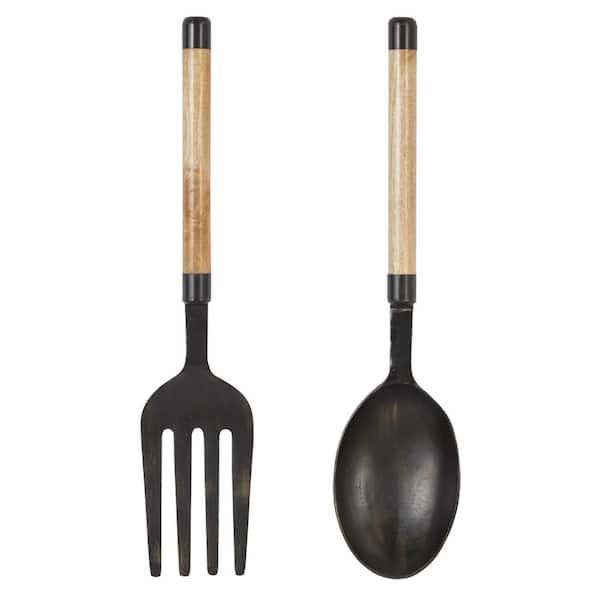 Set of black modern kitchen utensil hanging Stock Photo by