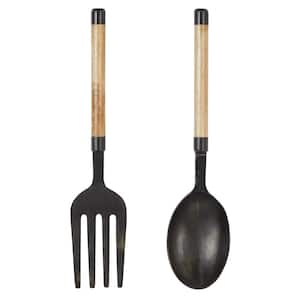 Large Spoon and Fork Metal Wall Decor, 8" x 35", Set of 2