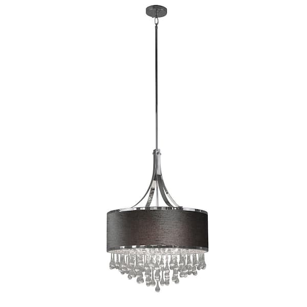 Cambridge 4-Light Chrome Chandelier with Gray Velvet Fabric Shade