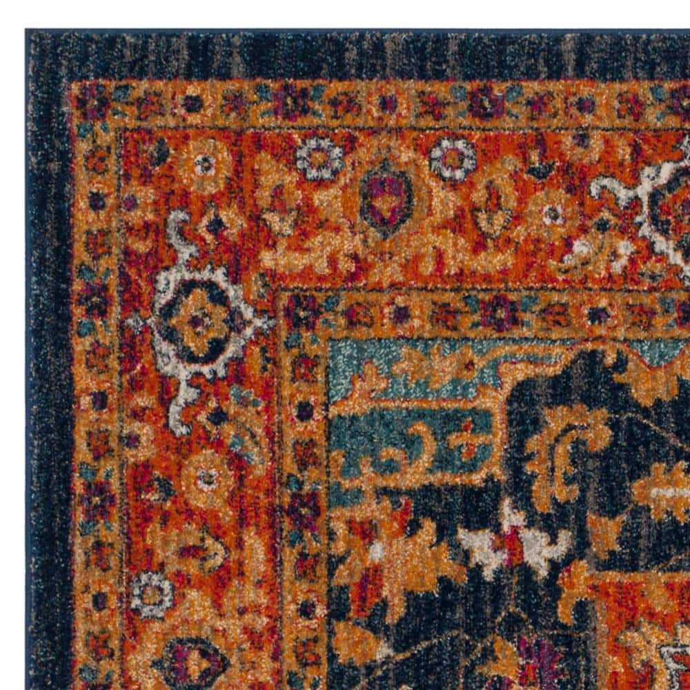 Boho-Chic Blue and Orange High Pile Area Rug