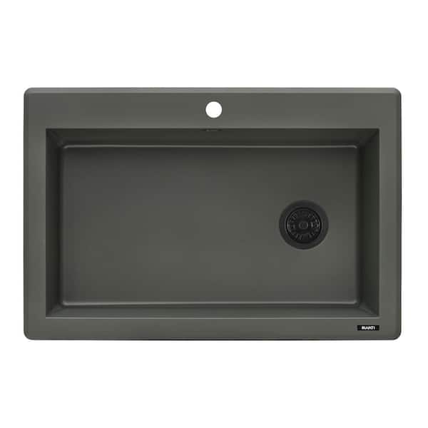 epiGranite 33 in. Drop-in Topmount SIngle Bowl Kitchen Sink in Juniper Green Granite Composite