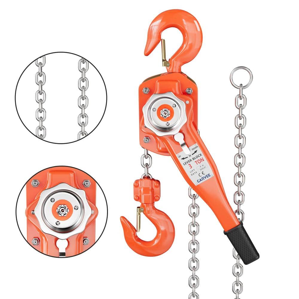 Heavy Duty Orange 3 Ton (6600 lbs) 19 ft Lift Manual Lever Chain Hoist with Double Pawl Brake price history on PriceWatchPro