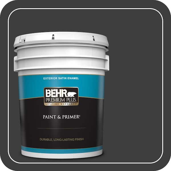 BEHR PREMIUM PLUS 5 gal. #N520-7 Carbon Satin Enamel Exterior Paint & Primer