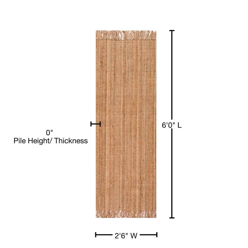 Handmade Tan Natural Jute Runner Rug, 2' 6" x 6'