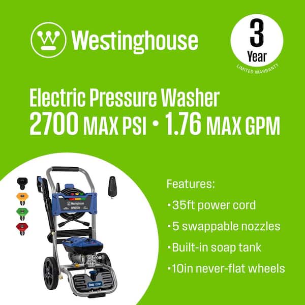 SUGIFT 3000 Maximum PSI 2 GPM 13 Amp Cold Water Electric Pressure Washer  with 5 Nozzles SGFT88340 - The Home Depot