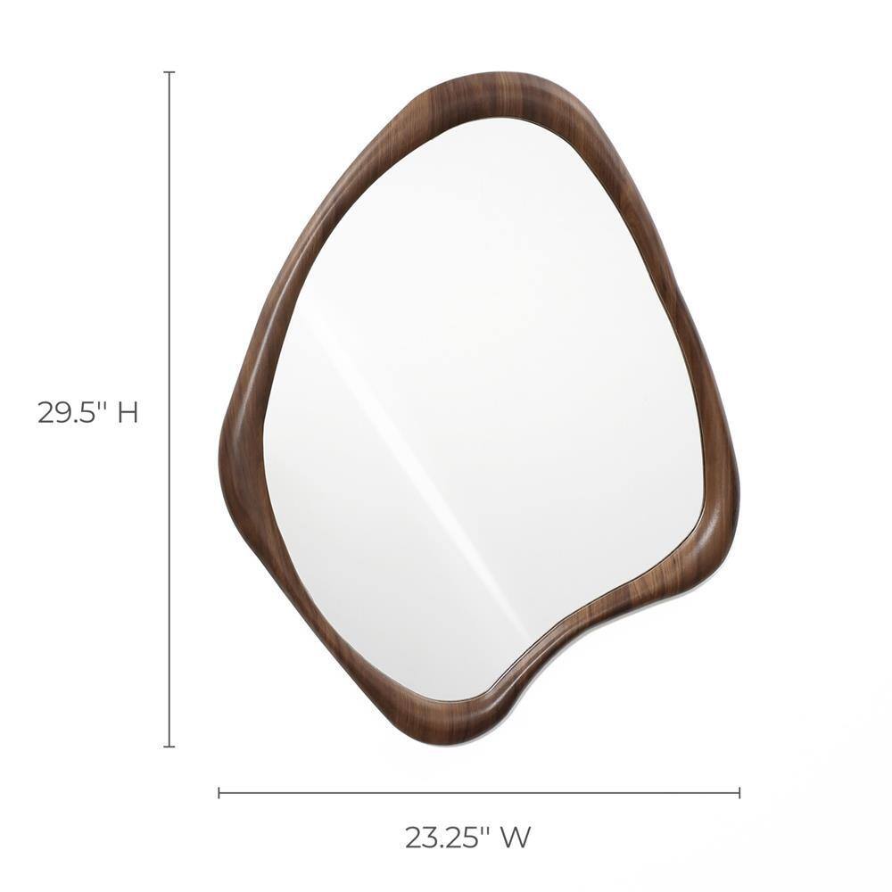 Classic Brown Wood Frame Irregular Wall Mirror