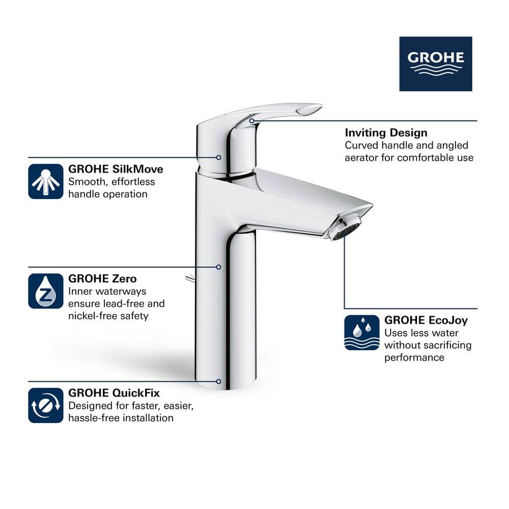 Chrome Single-Handle Bathroom Faucet with Drain Assembly