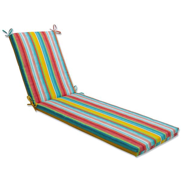 Pillow Perfect Striped 23 x 30 Outdoor Chaise Lounge Cushion in Multicolored Dina