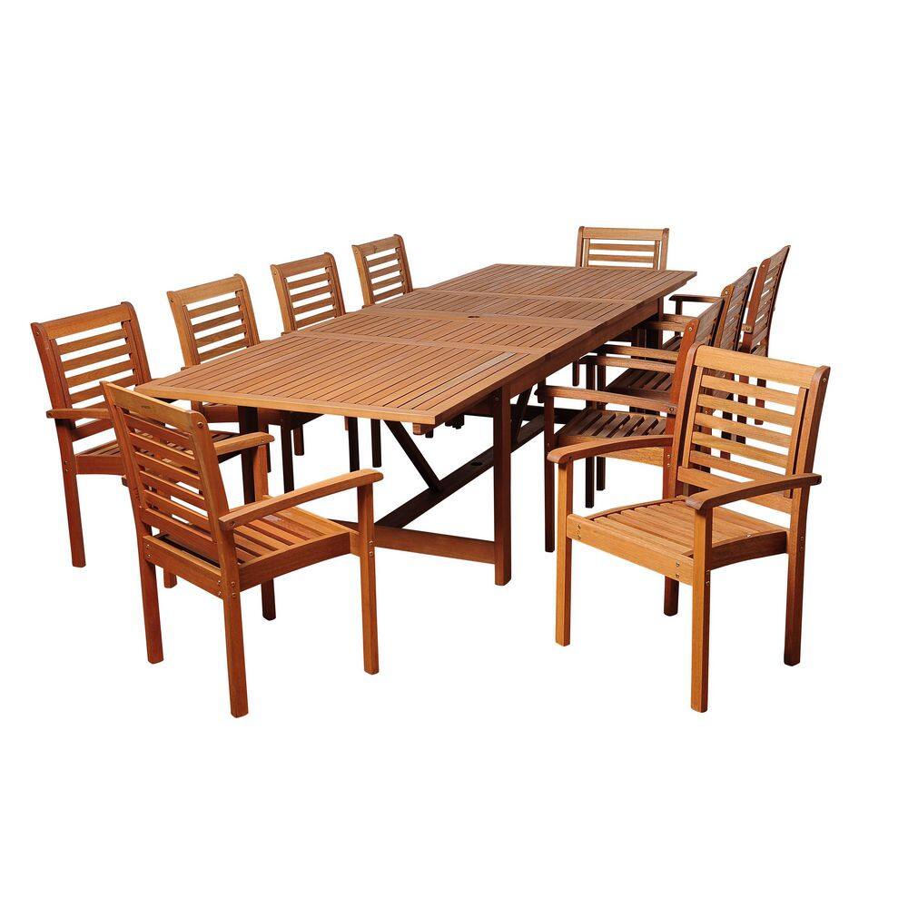 Turner 11-Piece Eucalyptus Extendable Rectangular Patio Dining Set price history on PriceWatchPro