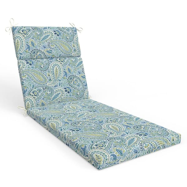 Paisley 21 in W x 3 in H Outdoor Piece Split Back Chaise Lounge Cushion 1-Count in Blue Arctic Stone