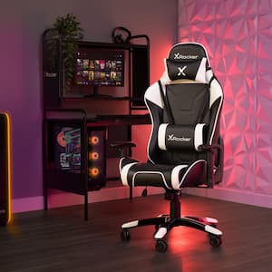 Agility Faux Leather Adjustable Height Ergonomic PC Gaming Chair in Black/White with Arms