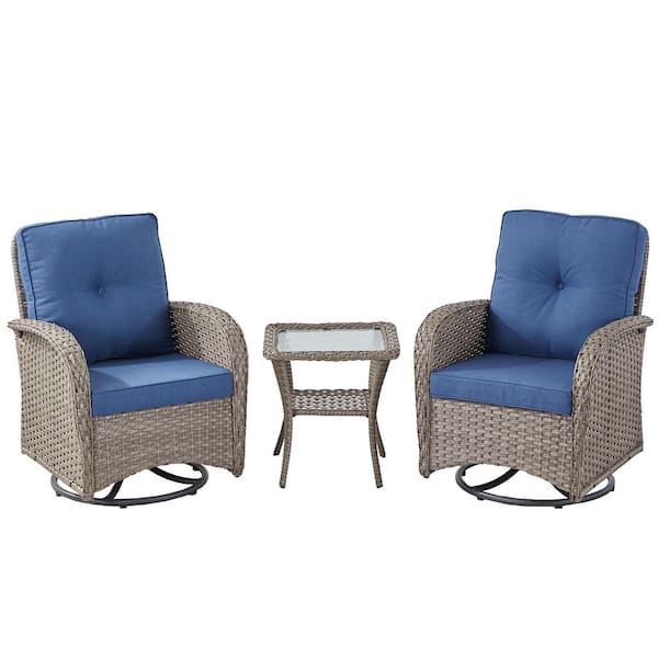 Bellefurn Rotavia Gray 6-Piece Wicker Swivel Glider Outdoor