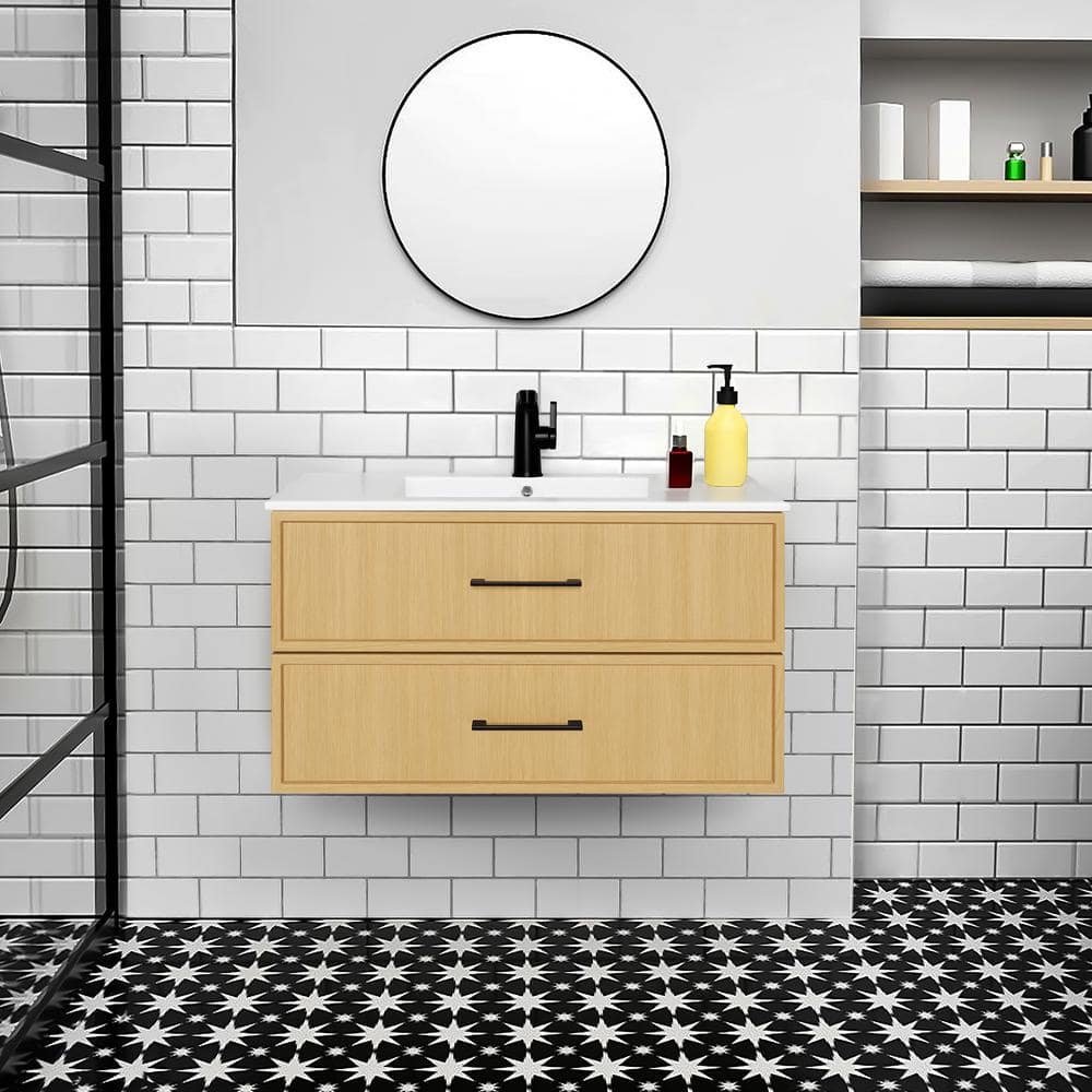 Cassidy 36" Natura Wall-Mounted Vanity with Cultured Marble Top