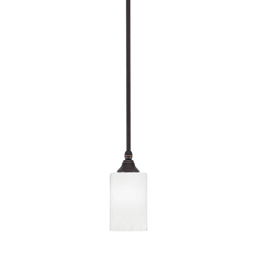 Sparta 100-Watt 1-Light Dark Granite Shaded Pendant Light with White Marble