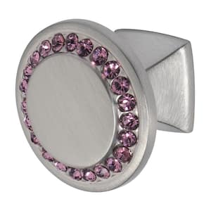 Isabel 1-1/4 in. Satin Nickel with Purple Crystal Cabinet Knob