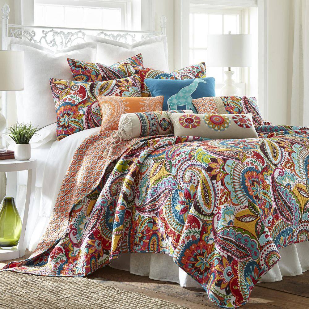 Boho Chic Embroidered Floral Medallion Rectangular Pillow