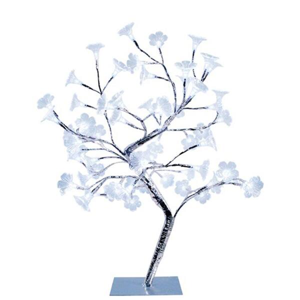 Simple Designs 23.62 in. Morning Glory LED Lighted Silver Decorative Tree Lamp