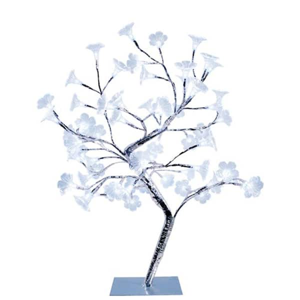 Simple Designs 17.72 in. Morning Glory LED Lighted Silver Decorative Tree Lamp