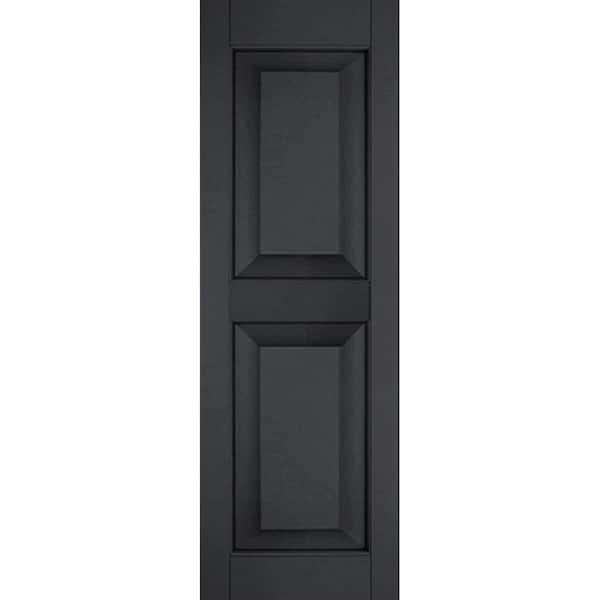Ekena Millwork 12" x 34" Exterior Real Wood Cedar Raised Panel Shutters (Per Pair), Black