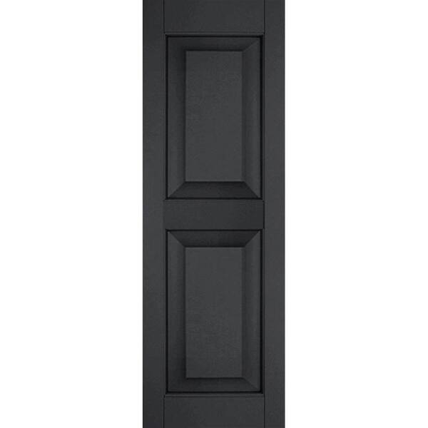 Ekena Millwork 12" x 64" Exterior Real Wood Cedar Raised Panel Shutters (Per Pair), Black