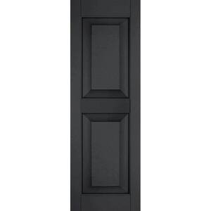 12 in. x 69 in. Exterior Real Wood Sapele Mahogany Raised Panel Shutters Pair Black