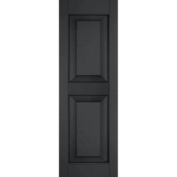 Ekena Millwork 15 in. x 75 in. Exterior Real Wood Sapele Mahogany Raised Panel Shutters Pair Black