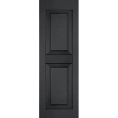 18" x 64" Exterior Real Wood Cedar Raised Panel Shutters (Per Pair), Black