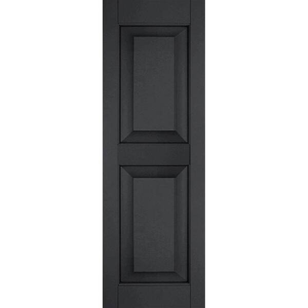 Ekena Millwork 18 in. x 74 in. Exterior Real Wood Sapele Mahogany Raised Panel Shutters Pair Black