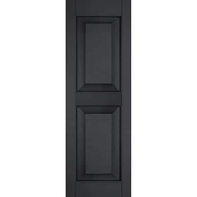 18 in. x 79 in. Exterior Real Wood Sapele Mahogany Raised Panel Shutters Pair Black