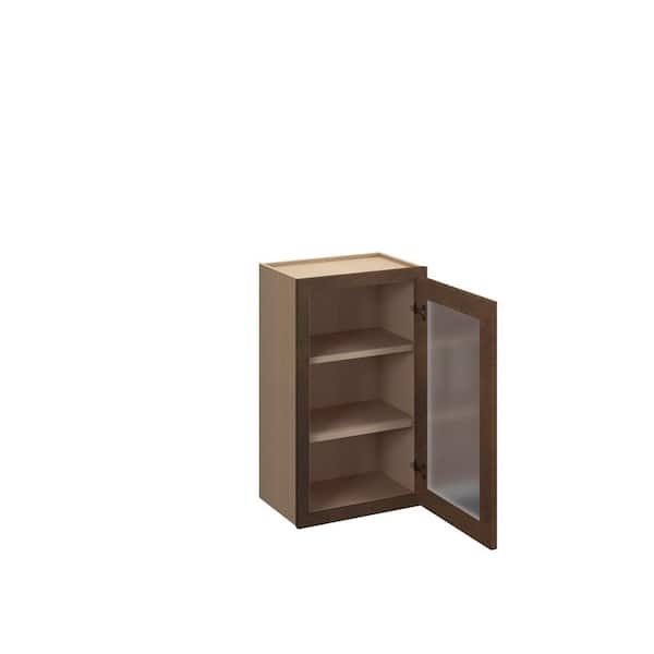 Amherst Shaker 18 in. W x 36 in. H x 12 in. D in Walnut Plywood Assembled Frosted Glass Wall