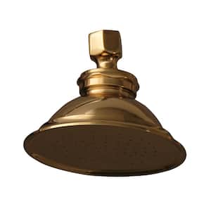 1-Spray 4.8 in. Single Wall Mount Fixed Shower Head in Polished Brass