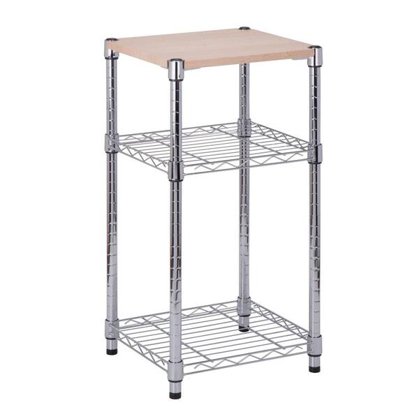 Honey-Can-Do Chrome 3-Tier Metal Wire Shelving Unit (14 in. W x 30 in. H x 15 in. D)