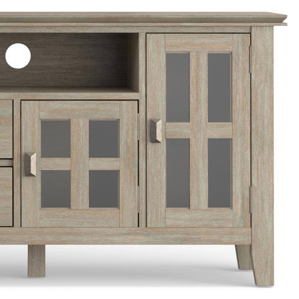 Artisan Distressed Grey Solid Wood 72" TV Media Stand with Cabinet