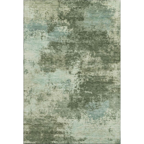 Mayfield Premium Machine Washable Abstract AMF2065 Aloe 10 ft. x 14 ft. Area Rug