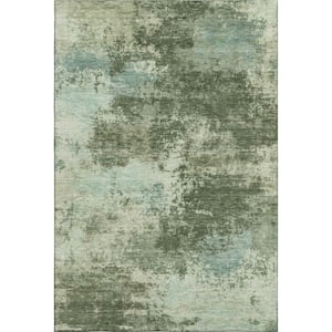 Mayfield Premium Machine Washable Abstract AMF2065 Aloe 5 ft. x 7 ft. 6 in. Area Rug