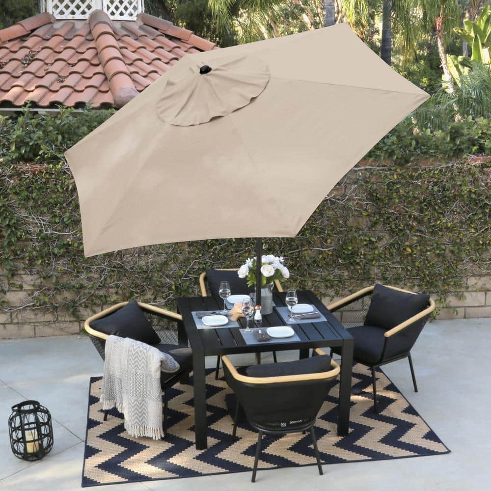 Astella 9-Foot Beige Polyester Market Umbrella with Steel Pole