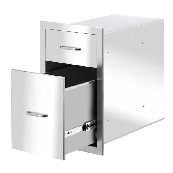 Karl home 12.99 in. Stainless Steel 2 Built-In Drawer Grill Access Drawer Unit