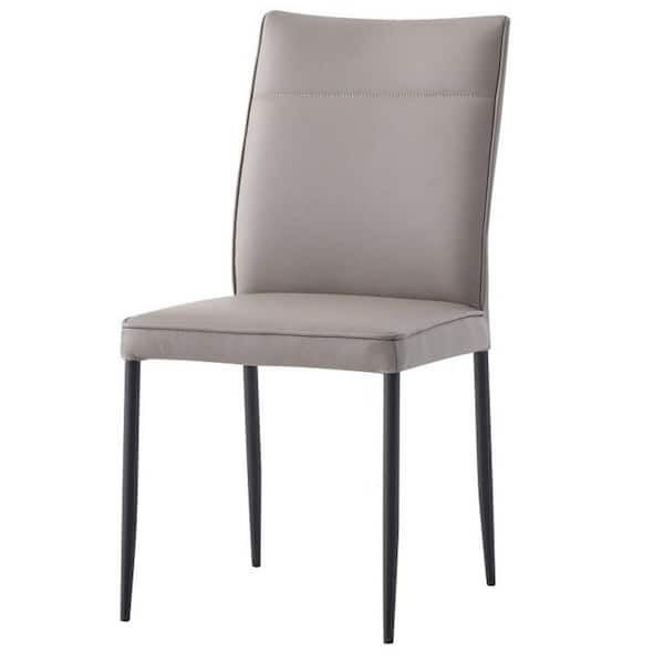 Benjara Gray and Black Leather Wooden Frame Dining Chair (Set of 2)